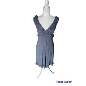 Cynthia Rowley Women's Gray Sleeveless Ruffled A-Line Shift Dress Small v neck